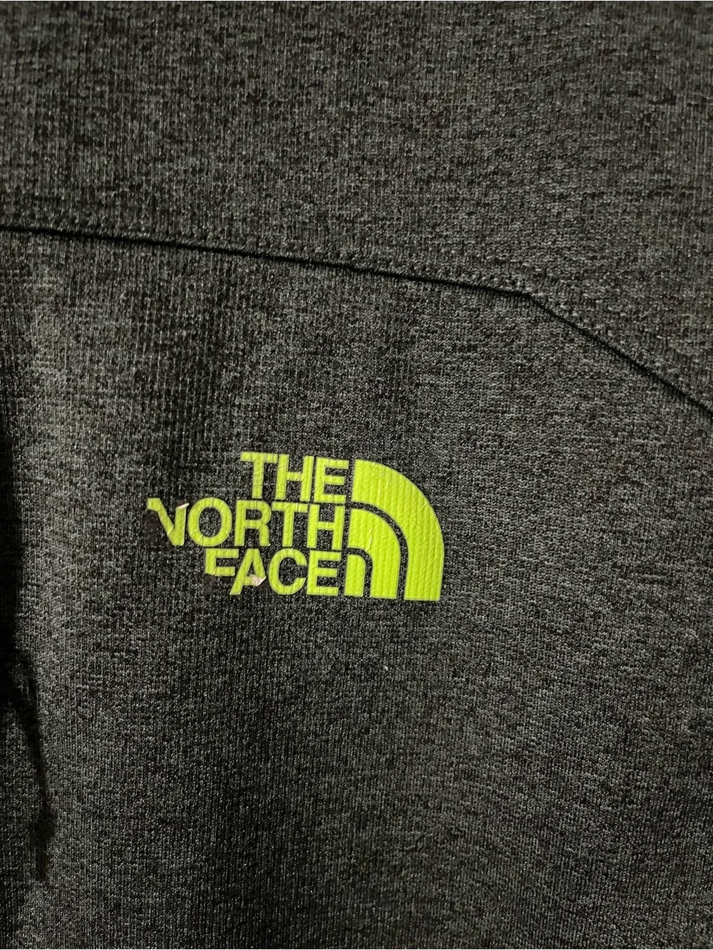 The North Face Mens 1/4 Zip Fleece Pullover Green Grey Neon Sz L